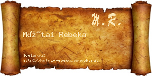 Mátai Rebeka névjegykártya